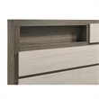 Fene Queen Size Bed- Bookcase Headboard- Wood Gray- Hidden Storage