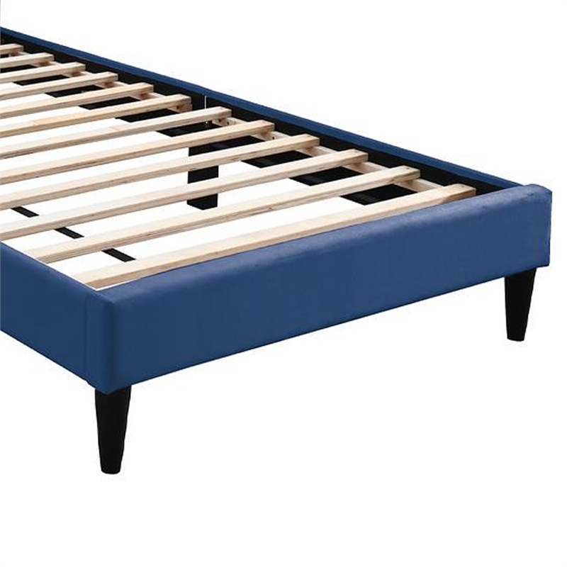 Lilian Full Bed- Tufted Navy Blue Velvet Upholstery- Chevron Stitch