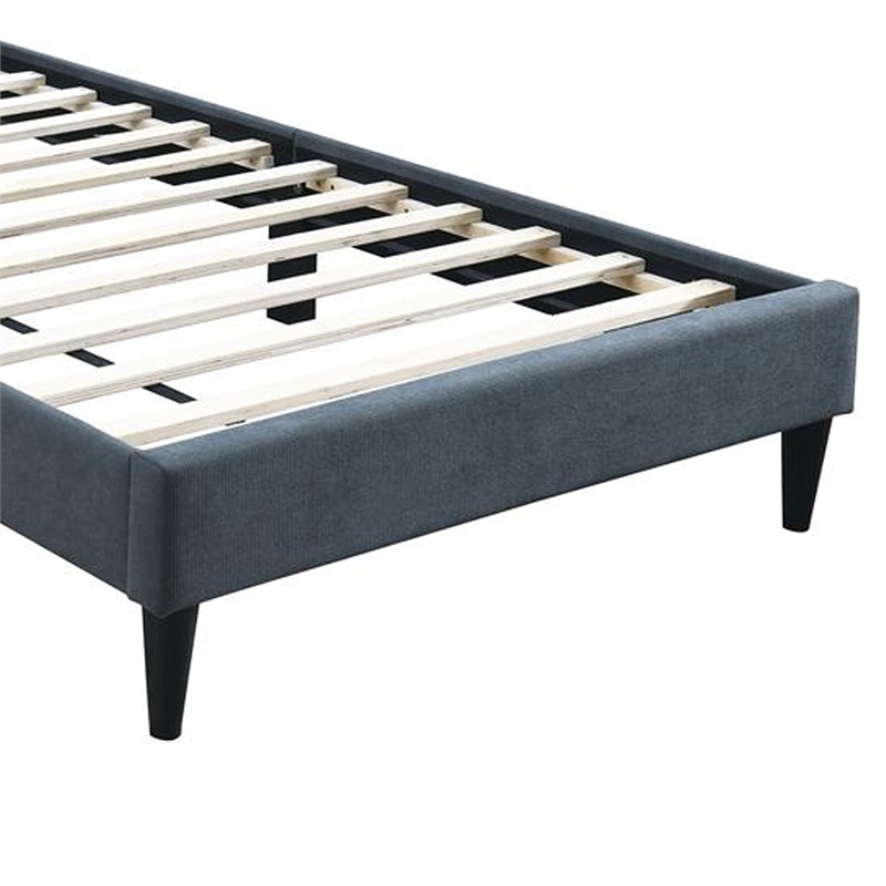 Lilian Full Bed- Soft Biscuit Tufted Charcoal Gray Linen Upholstery