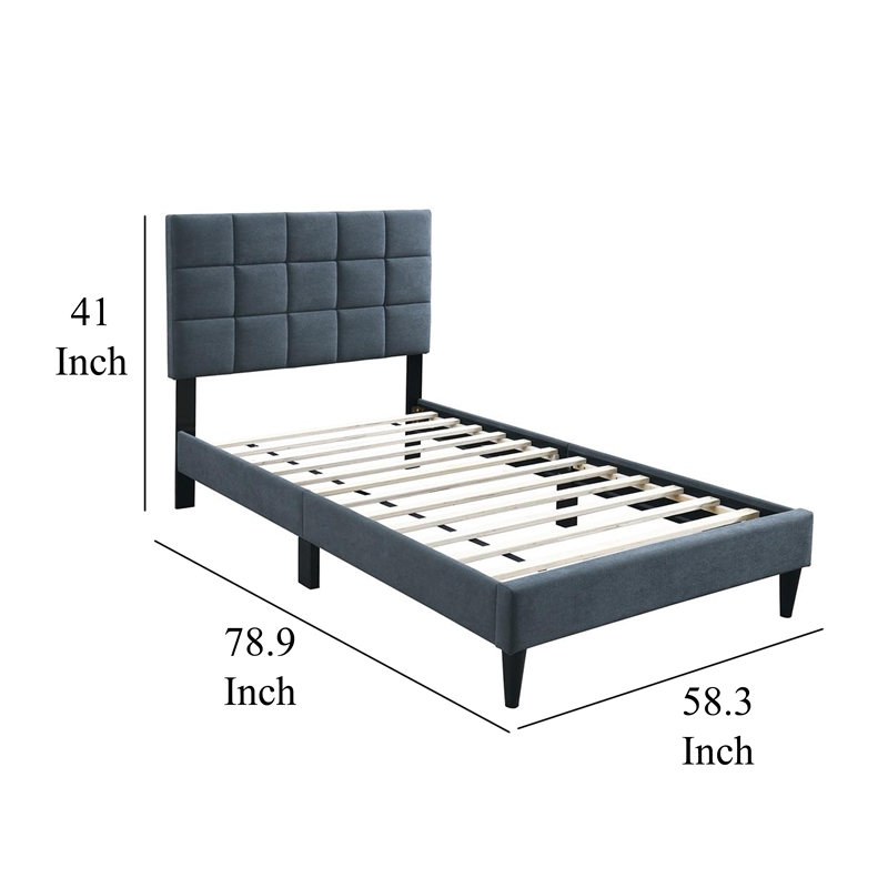 Lilian Full Bed- Soft Biscuit Tufted Charcoal Gray Linen Upholstery