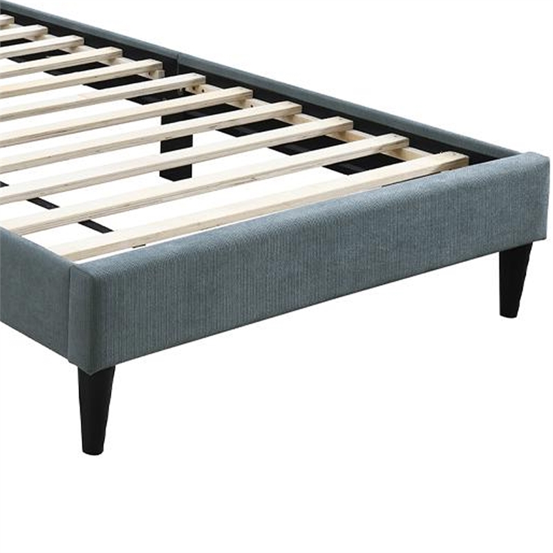 Lilian Twin Bed- Tufted Gray Linen Upholstery- Biscuit Tufted Stitch