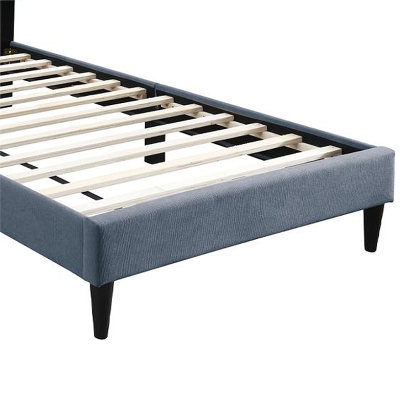 Lilian Twin Bed- Soft Channel Tufted Charcoal Gray Linen Upholstery