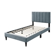 Lilian Full Bed- Soft Channel Tufted Light Gray Linen Upholstery