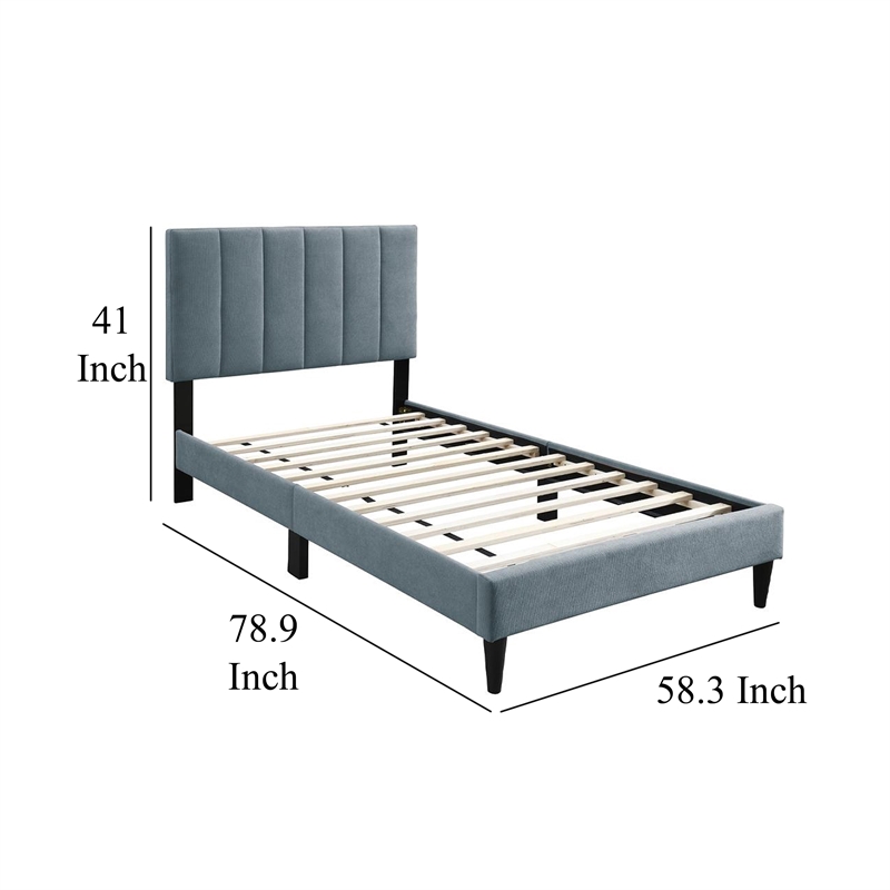 Lilian Full Bed- Soft Channel Tufted Light Gray Linen Upholstery
