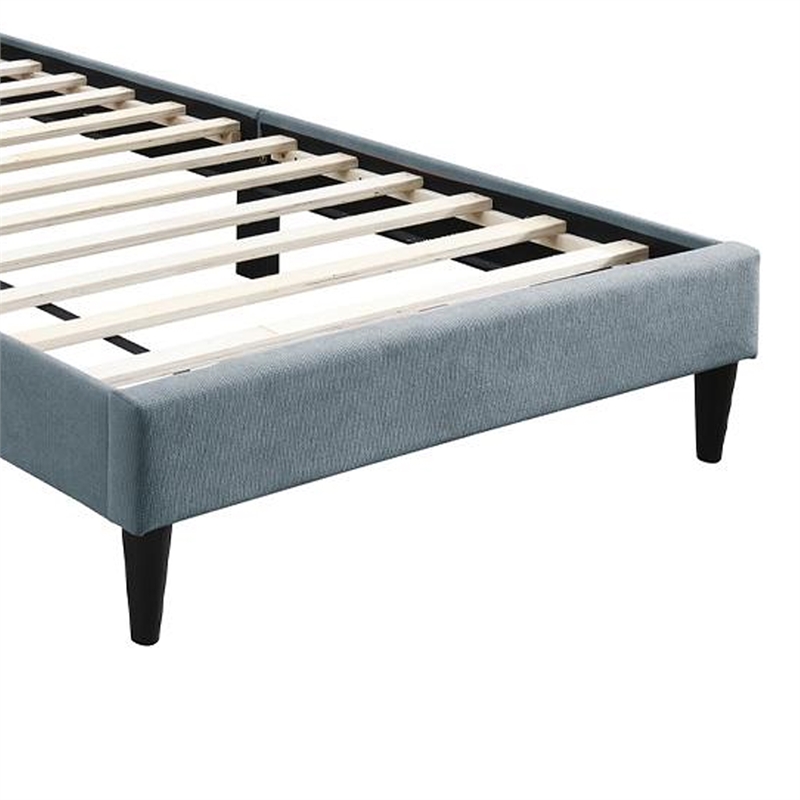 Lilian Twin Bed- Soft Channel Tufted Light Gray Linen Upholstery