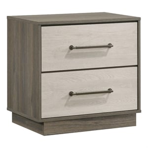 Fene Nightstand- 2 Storage Drawers with Nickel Handles- 24 Inch Gray