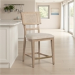 Lno Counter Dining Side Chair Set of 2- Rattan Woven Back- Beige Wood