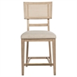 Lno Counter Dining Side Chair Set of 2- Rattan Woven Back- Beige Wood