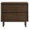 Genu Nightstand- 2 Drawers w Fingertip Handles- Warm Walnut Brown