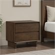 Genu Nightstand- 2 Drawers w Fingertip Handles- Warm Walnut Brown