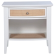 Heo Nightstand- 1 Brown Rattan Woven Drawer- Open Shelf- White Wood