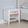 Heo Nightstand- 1 Brown Rattan Woven Drawer- Open Shelf- White Wood