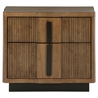 Reon Nightstand- 2 Drawers- Decorative Reeded Ash Brown Black Wood
