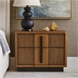 Reon Nightstand- 2 Drawers- Decorative Reeded Ash Brown Black Wood