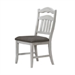 Zeke Dining Chairs-Set of 2-Ladder Back-Classic White Wood-Gray Fabric