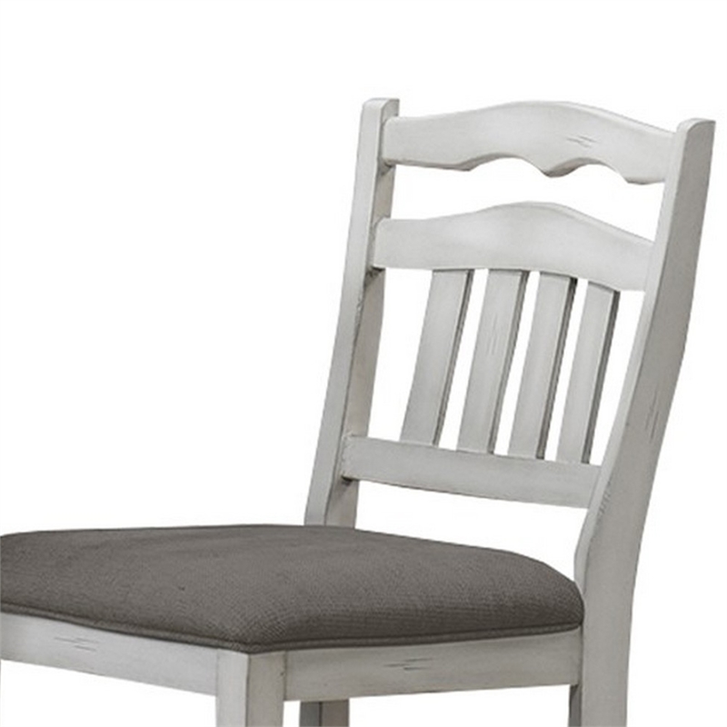 Zeke Counter Height Chairs-Set of 2-Ladder Back-Classic White Wood-Dark Gray