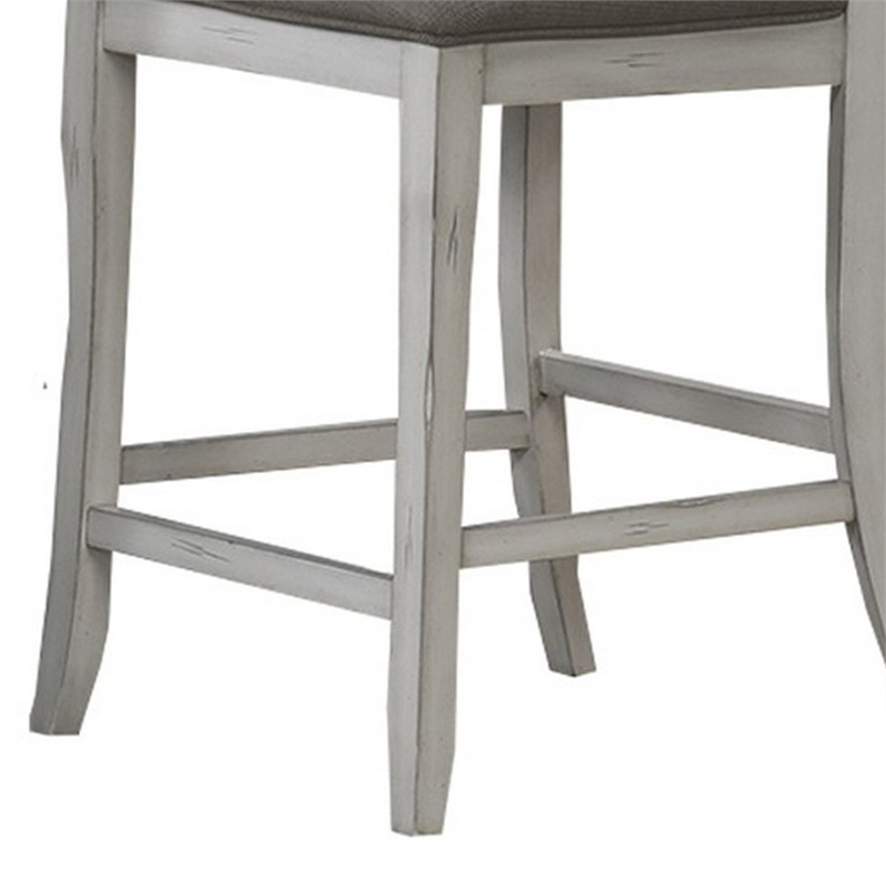 Zeke Counter Height Chairs-Set of 2-Ladder Back-Classic White Wood-Dark Gray