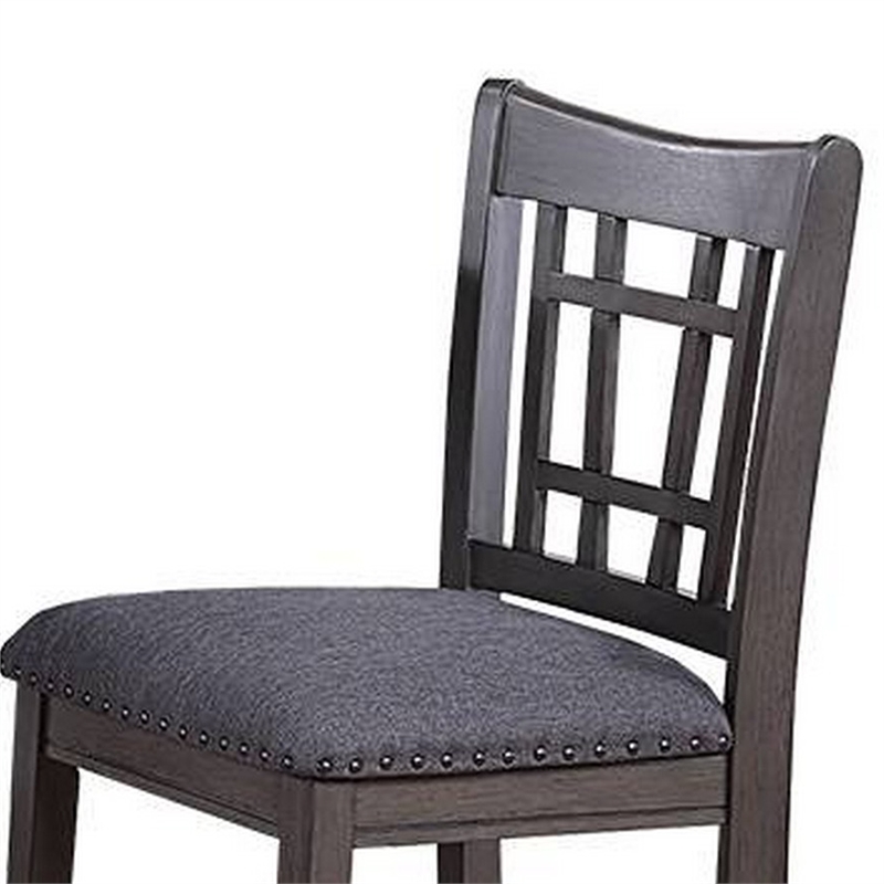 Raha Counter Height Chairs-Set of 2-Nailhead Trim-Open Square Back-Dark Gray