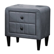 Rheo Nightstand- 2 Drawers- 22 Inch Upholstered in Dark Gray Velvet