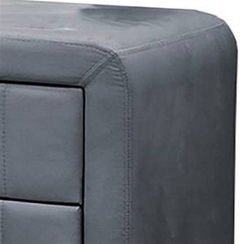Rheo Nightstand- 2 Drawers- 22 Inch Upholstered in Dark Gray Velvet