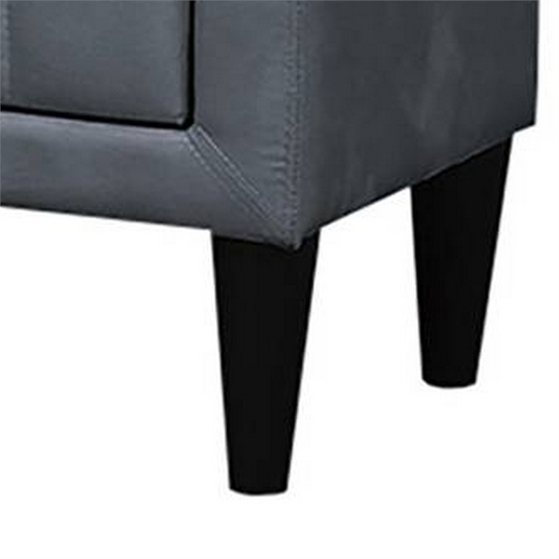 Rheo Nightstand- 2 Drawers- 22 Inch Upholstered in Dark Gray Velvet
