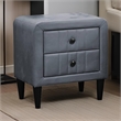 Rheo Nightstand- 2 Drawers- 22 Inch Upholstered in Dark Gray Velvet