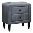 Rheo Nightstand- 2 Drawers- 22 Inch Upholstered in Dark Gray Velvet