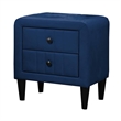 Rheo Nightstand- 2 Drawers- 22 Inch Upholstered in Navy Blue Velvet