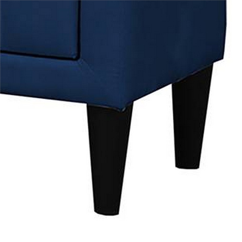 Rheo Nightstand- 2 Drawers- 22 Inch Upholstered in Navy Blue Velvet
