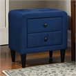 Rheo Nightstand- 2 Drawers- 22 Inch Upholstered in Navy Blue Velvet