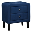 Rheo Nightstand- 2 Drawers- 22 Inch Upholstered in Navy Blue Velvet