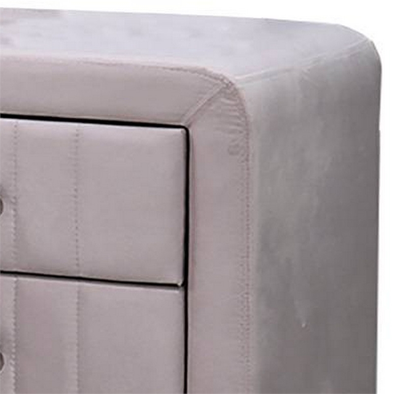 Rheo Nightstand- 2 Drawers- 22 Inch Upholstered in Light Pink Velvet