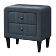 Rheo Nightstand- 2 Drawers- 22 Inch Upholstered in Charcoal Gray Linen
