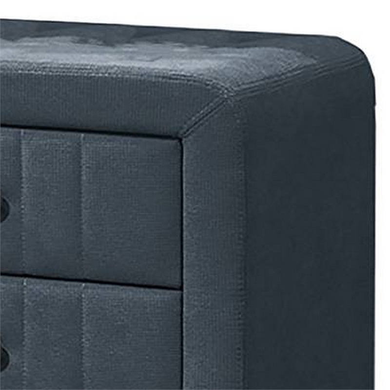 Rheo Nightstand- 2 Drawers- 22 Inch Upholstered in Charcoal Gray Linen