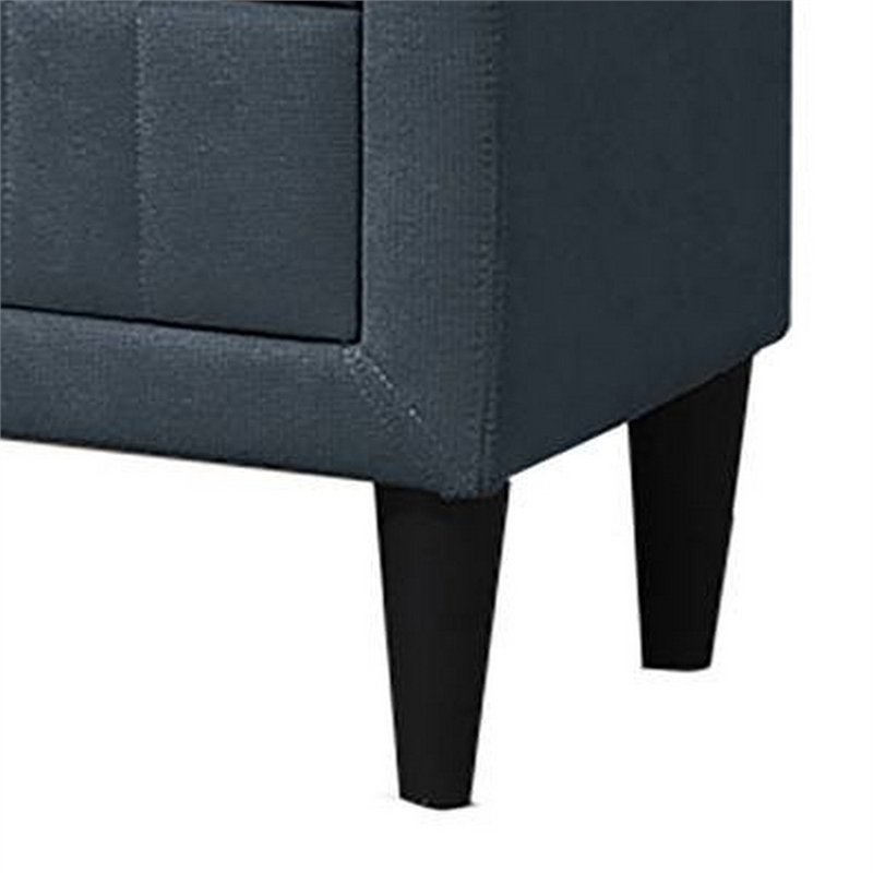 Rheo Nightstand- 2 Drawers- 22 Inch Upholstered in Charcoal Gray Linen