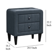 Rheo Nightstand- 2 Drawers- 22 Inch Upholstered in Charcoal Gray Linen