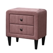 Rheo Nightstand- 2 Drawer- 22 Inch Blush Pink Brushed Linen Upholstery