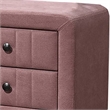 Rheo Nightstand- 2 Drawer- 22 Inch Blush Pink Brushed Linen Upholstery