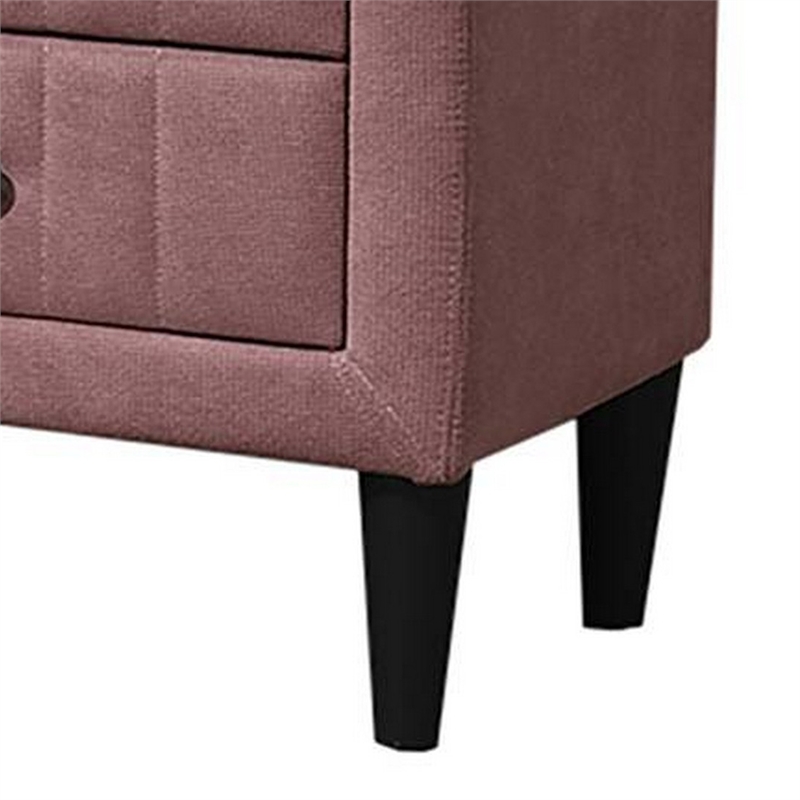Rheo Nightstand- 2 Drawer- 22 Inch Blush Pink Brushed Linen Upholstery
