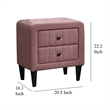 Rheo Nightstand- 2 Drawer- 22 Inch Blush Pink Brushed Linen Upholstery