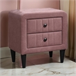 Rheo Nightstand- 2 Drawer- 22 Inch Blush Pink Brushed Linen Upholstery