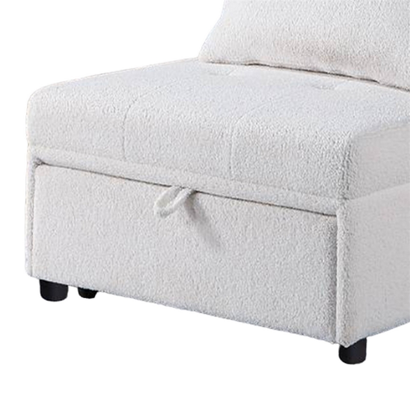 Jiya Convertible Sofa Chair to Single Bed- White Fabric- 76 Inch
