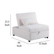 Jiya Convertible Sofa Chair to Single Bed- White Fabric- 76 Inch