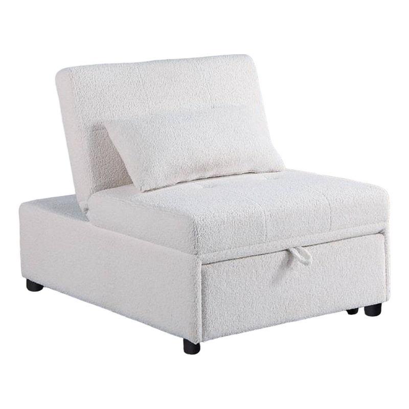 Jiya Convertible Sofa Chair to Single Bed- White Fabric- 76 Inch