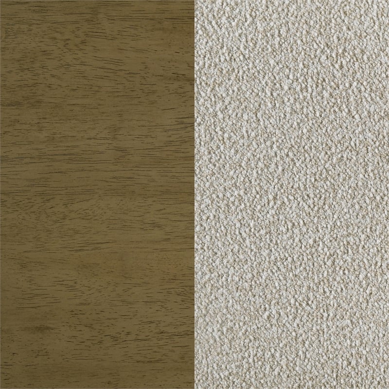 Deon Queen Bed- Vertical Channel Tufted Beige Boucle Upholstery- Brown