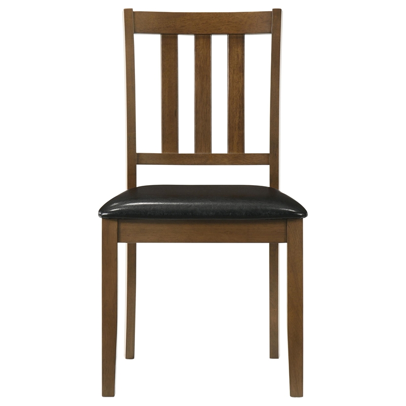 Panos 5pc Dining Table Set with 4 Chairs- Brown- Black Faux Leather