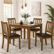 Panos 5pc Dining Table Set with 4 Chairs- Brown- Black Faux Leather