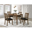 Panos 5pc Dining Table Set with 4 Chairs- Brown- Black Faux Leather