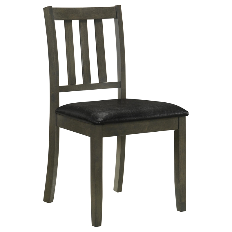 Panos 5pc Dining Table Set with 4 Chairs- Gray- Black Faux Leather