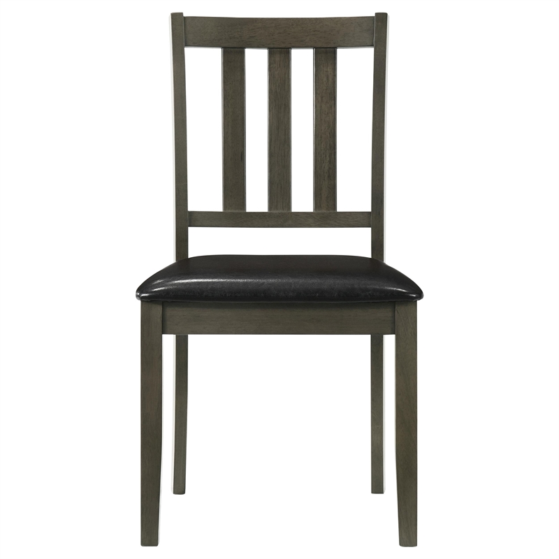 Panos 5pc Dining Table Set with 4 Chairs- Gray- Black Faux Leather
